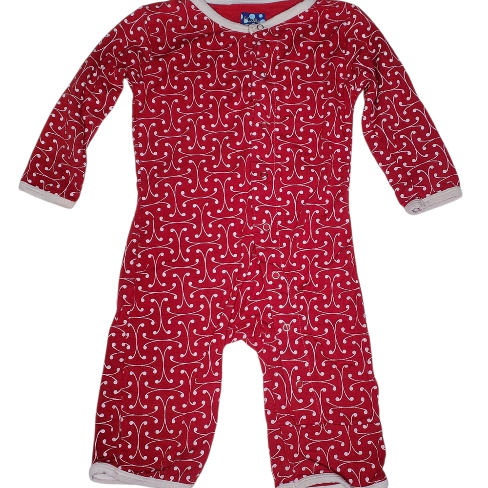 Kickee Pants Coverall Red|White Baby 3-6 Months